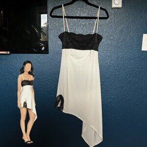 WeWoreWhat Lace Asymmetrical Slip Dress – Black and White– Size Small – NWT